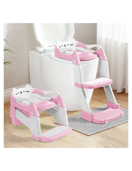 Asiento de Entrenamiento para Ir al Baño Orzbow Rosa 2 en 1