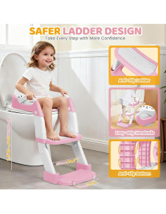 Asiento de Entrenamiento para Ir al Baño Orzbow Rosa 2 en 1 2