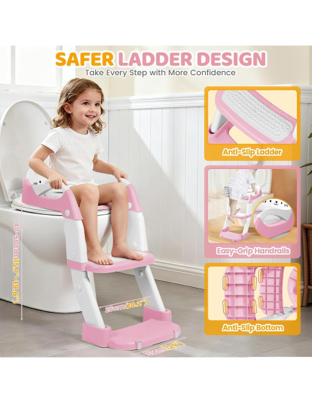 Asiento de Entrenamiento para Ir al Baño Orzbow Rosa 2 en 1