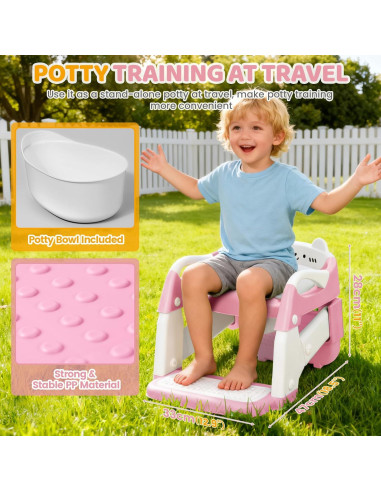 Asiento de Entrenamiento para Ir al Baño Orzbow Rosa 2 en 1