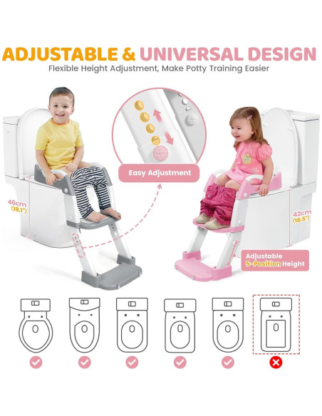 Asiento de Entrenamiento para Ir al Baño Orzbow Rosa 2 en 1