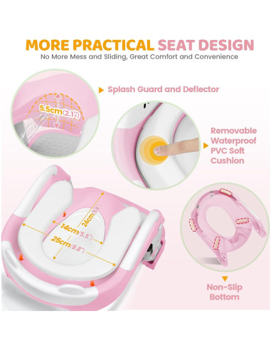 Asiento de Entrenamiento para Ir al Baño Orzbow Rosa 2 en 1