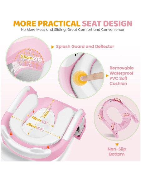 Asiento de Entrenamiento para Ir al Baño Orzbow Rosa 2 en 1