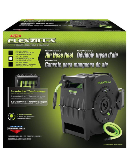 Carrete Retráctil de Manguera de Aire Flexzilla 3/8" x 22.86 m