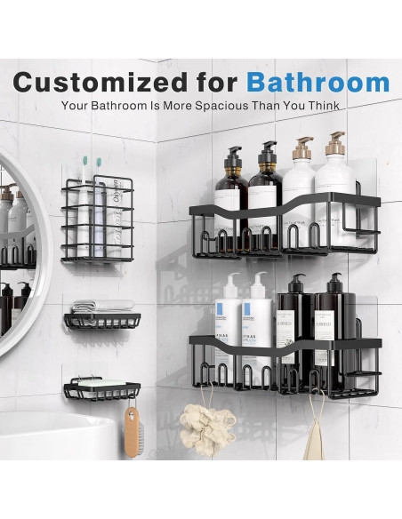 Organizadores de Ducha EUDELE, Paquete de 5, Acero Inoxidable