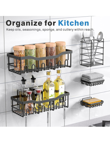 Organizadores de Ducha EUDELE, Paquete de 5, Acero Inoxidable