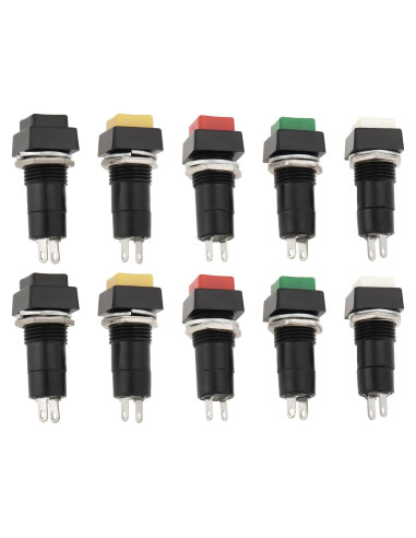 10 Interruptores Latching 12mm YINETTECH SPST 250V 3A
