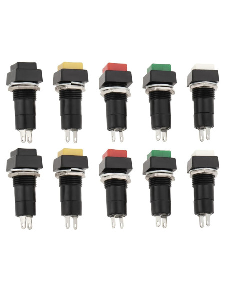 10 Interruptores Latching 12mm YINETTECH SPST 250V 3A