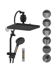 Cabezal de Ducha Filtrada Hibbent 33 cm con 10 Modos y Brazo