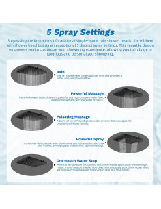 Cabezal de Ducha Filtrada Hibbent 33 cm con 10 Modos y Brazo 2