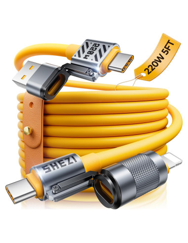 Cable USB C 4 en 1 Jixivor 220W Silicona Carga Rápida 1.52m