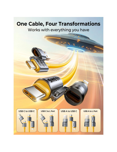 Cable USB C 4 en 1 Jixivor 220W Silicona Carga Rápida 1.52m