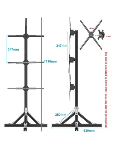 Ventilador Holográfico 3D Genérico 50CM con Pantalla LED 118x48cm