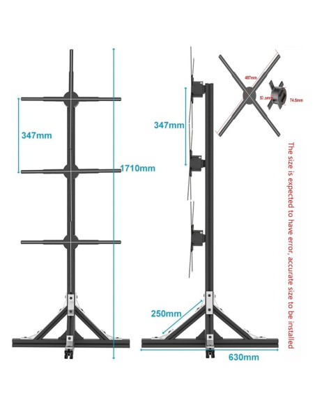 Ventilador Holográfico 3D Genérico 50CM con Pantalla LED 118x48cm