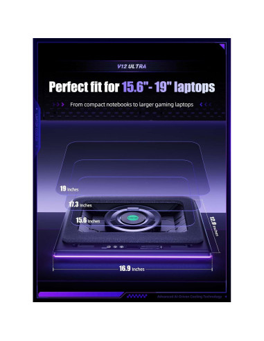 Pad de Enfriamiento para Laptop llano V12 Ultra RGB 15.6-19"