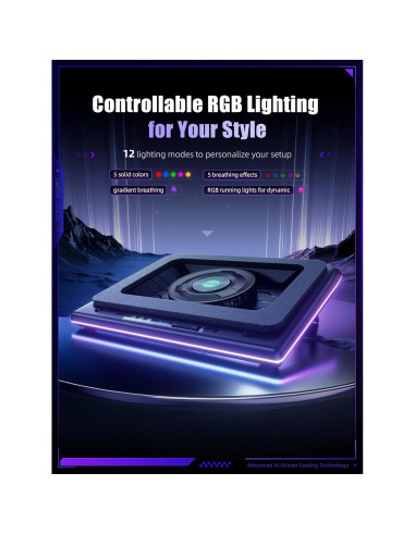 Pad de Enfriamiento para Laptop llano V12 Ultra RGB 15.6-19"