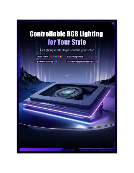 Pad de Enfriamiento para Laptop llano V12 Ultra RGB 15.6-19"