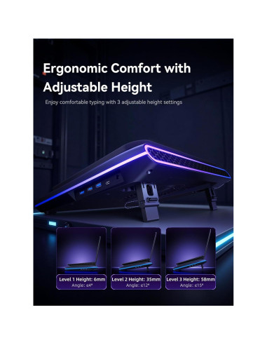 Pad de Enfriamiento para Laptop llano V12 Ultra RGB 15.6-19"