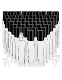 100 Botellas de Rodillo 10ml Hzmssore Vidrio Cuadradas Negras