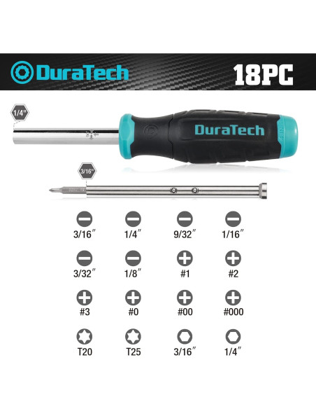Juego de Destornilladores 18 en 1 DURATECH - Precisión y Ergonomía