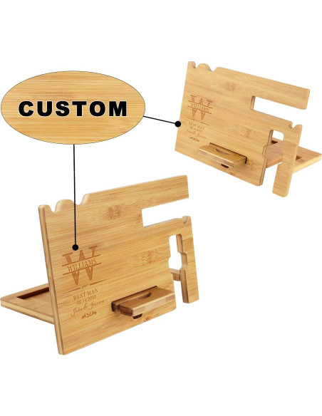 Estación de Acoplamiento de Madera Personalizada Awofer - Organizador de Mesita de Noche con Carga Inalámbrica