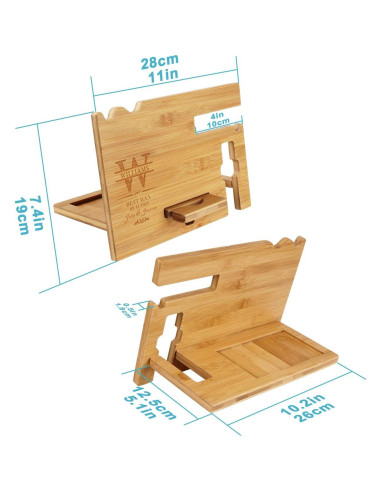 Estación de Acoplamiento de Madera Personalizada Awofer - Organizador de Mesita de Noche con Carga Inalámbrica