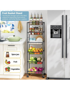 Carrito de Almacenamiento 3IngSeagulls 6 Niveles Metal Negro 2