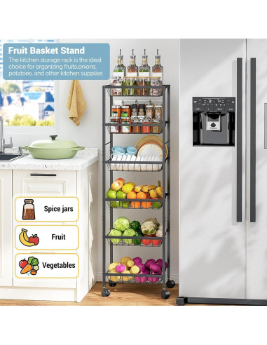 Carrito de Almacenamiento 3IngSeagulls 6 Niveles Metal Negro