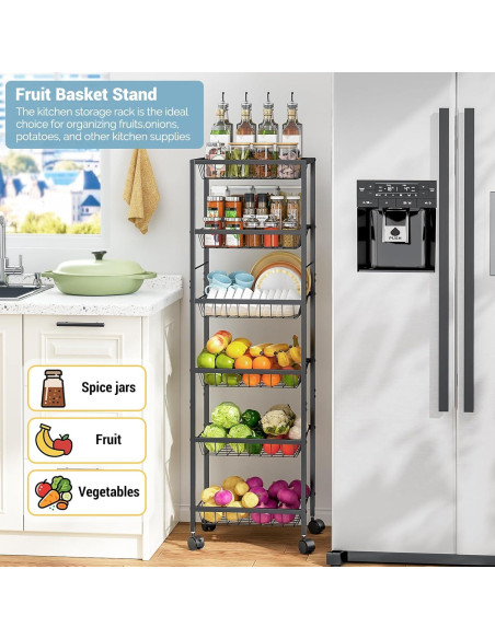 Carrito de Almacenamiento 3IngSeagulls 6 Niveles Metal Negro