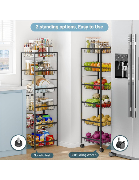 Carrito de Almacenamiento 3IngSeagulls 6 Niveles Metal Negro