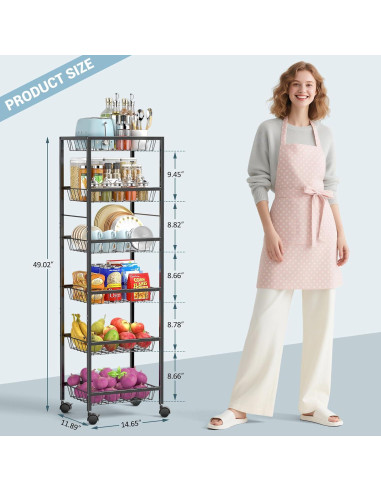 Carrito de Almacenamiento 3IngSeagulls 6 Niveles Metal Negro