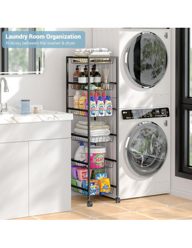 Carrito de Almacenamiento 3IngSeagulls 6 Niveles Metal Negro