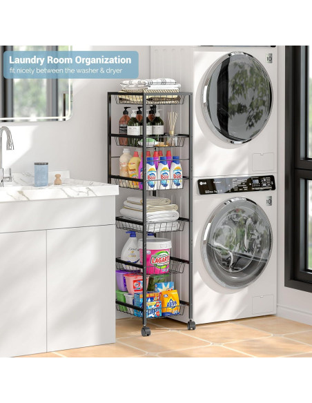 Carrito de Almacenamiento 3IngSeagulls 6 Niveles Metal Negro