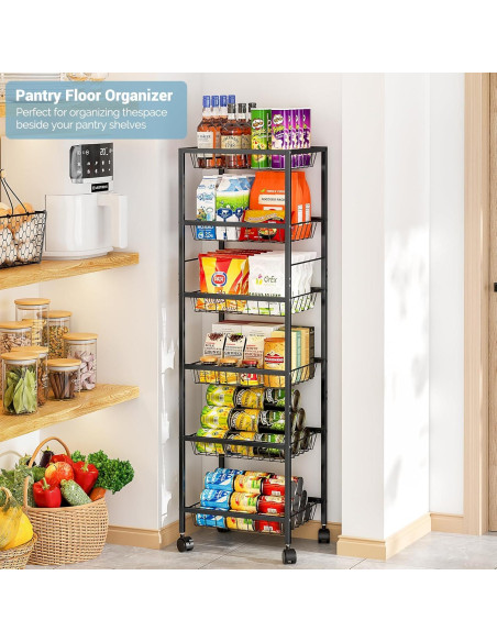 Carrito de Almacenamiento 3IngSeagulls 6 Niveles Metal Negro