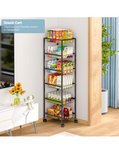 Carrito de Almacenamiento 3IngSeagulls 6 Niveles Metal Negro