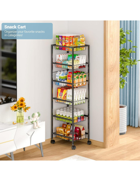 Carrito de Almacenamiento 3IngSeagulls 6 Niveles Metal Negro