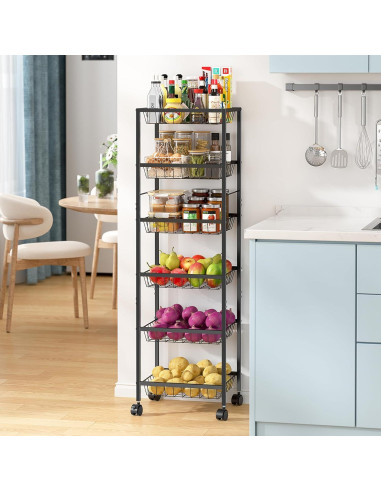 Carrito de Almacenamiento 3IngSeagulls 6 Niveles Metal Negro