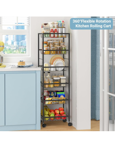 Carrito de Almacenamiento 3IngSeagulls 6 Niveles Metal Negro