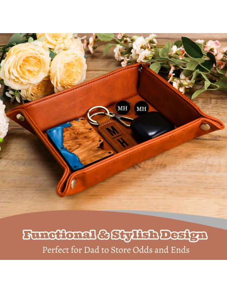 Bandeja de Valet Personalizada BPTZPL Cuero Marrón 24.4x20.8cm