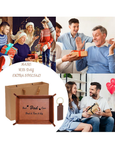 Bandeja de Valet Personalizada BPTZPL Cuero Marrón 24.4x20.8cm