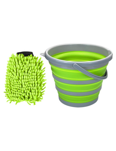 Kit de Limpieza de Auto UHANBUT 10L Cubeta Plegable + Mitón