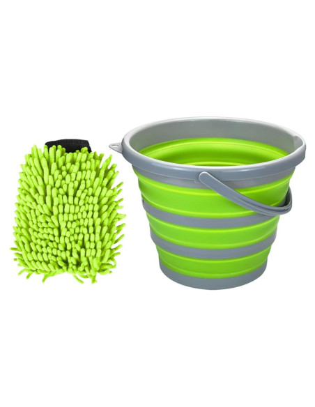 Kit de Limpieza de Auto UHANBUT 10L Cubeta Plegable + Mitón