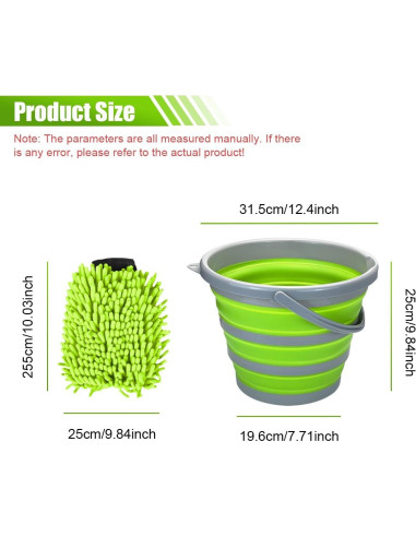 Kit de Limpieza de Auto UHANBUT 10L Cubeta Plegable + Mitón
