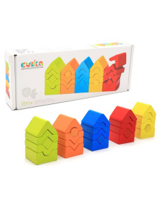 Juego de Torre de Construcción CUBIKA de Madera - 25 Piezas Montessori