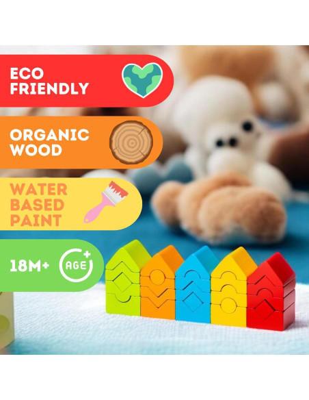 Juego de Torre de Construcción CUBIKA de Madera - 25 Piezas Montessori