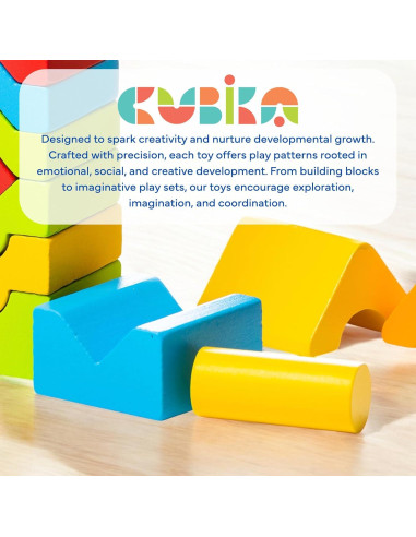 Juego de Torre de Construcción CUBIKA de Madera - 25 Piezas Montessori
