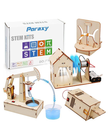 Kit STEM 4 en 1 Poraxy para Niños 8-12 Años, Juguetes Educativos