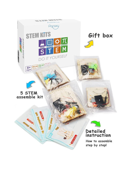 Kit STEM 4 en 1 Poraxy para Niños 8-12 Años, Juguetes Educativos