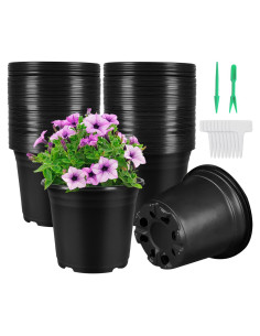 Paquete de 100 Macetas de Plástico Huvai 0.5 Galones Negro