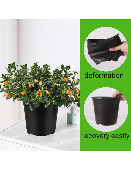 Paquete de 100 Macetas de Plástico Huvai 0.5 Galones Negro